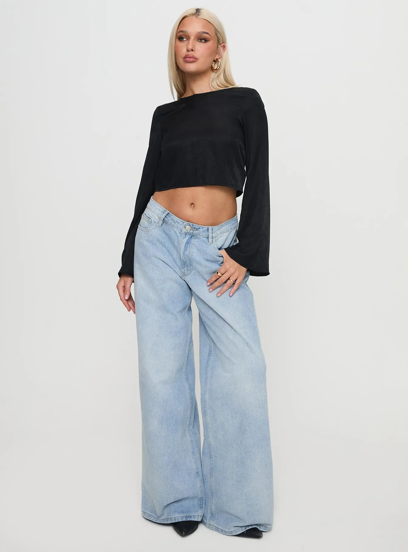 Rhydian Long Sleeve Tie Top Black sold by Princess Polly product image thumbnail 2