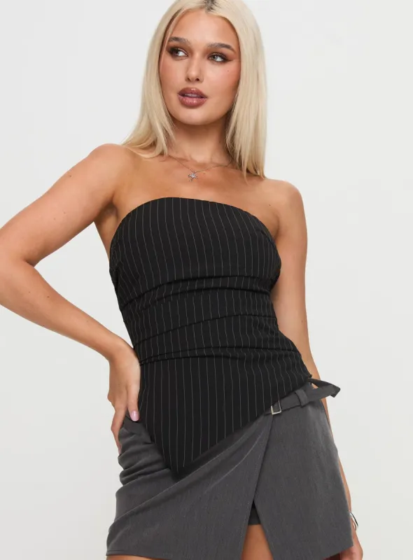 Per Usual Strapless Top Black sold by Princess Polly