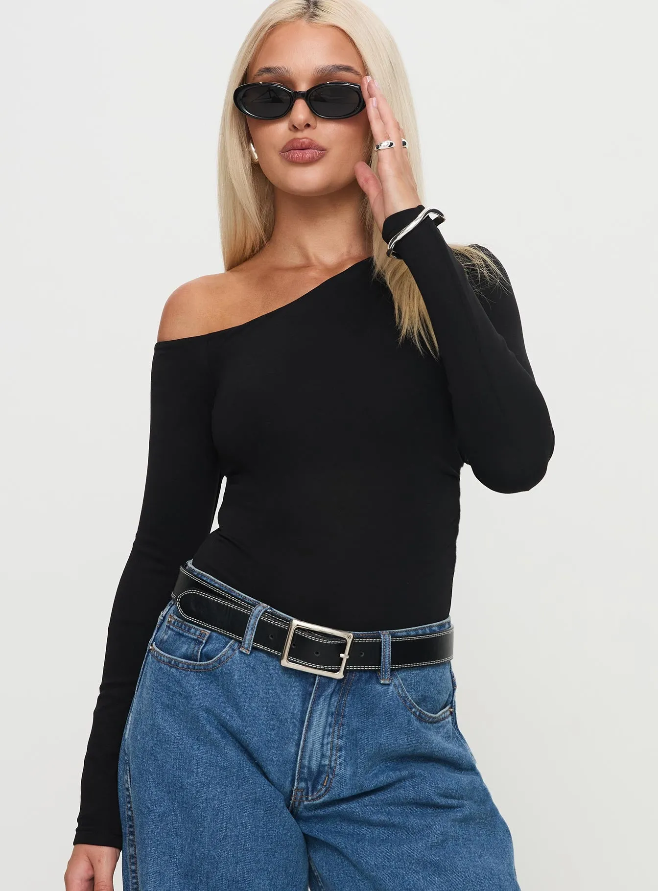 Miyako Long Sleeve Bodysuit Black sold by Princess Polly