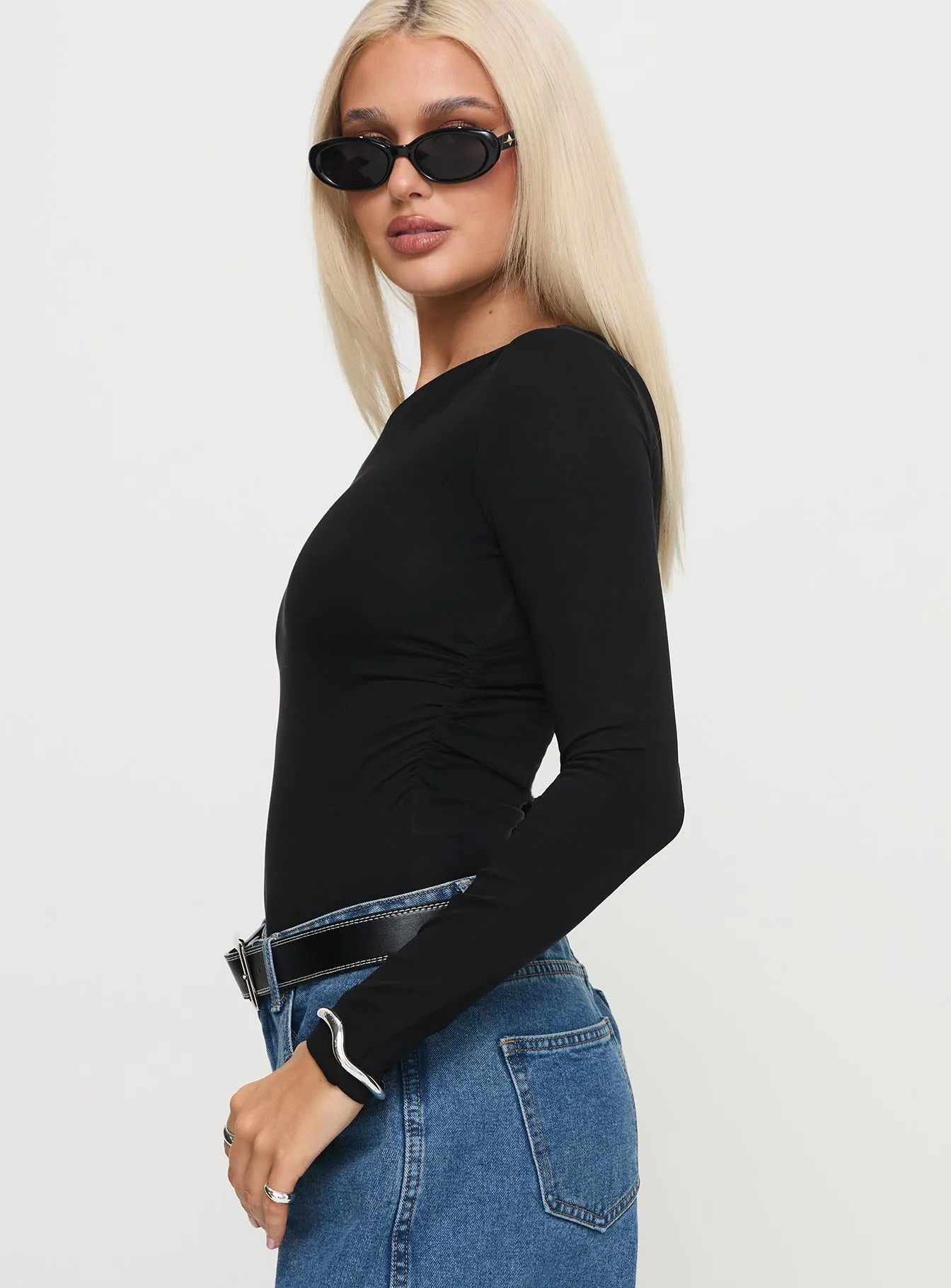 Miyako Long Sleeve Bodysuit Black sold by Princess Polly product image thumbnail 3