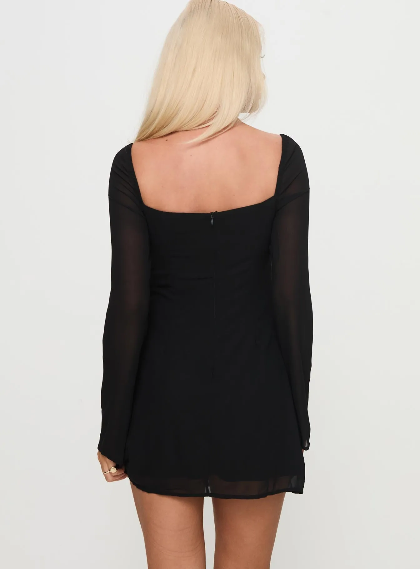 Monologue Long Sleeve Mini Dress Black sold by Princess Polly product image thumbnail 4