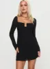 Monologue Long Sleeve Mini Dress Black sold by Princess Polly