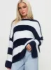 Nerina Knit Sweater Blue / White Stripe sold by Princess Polly