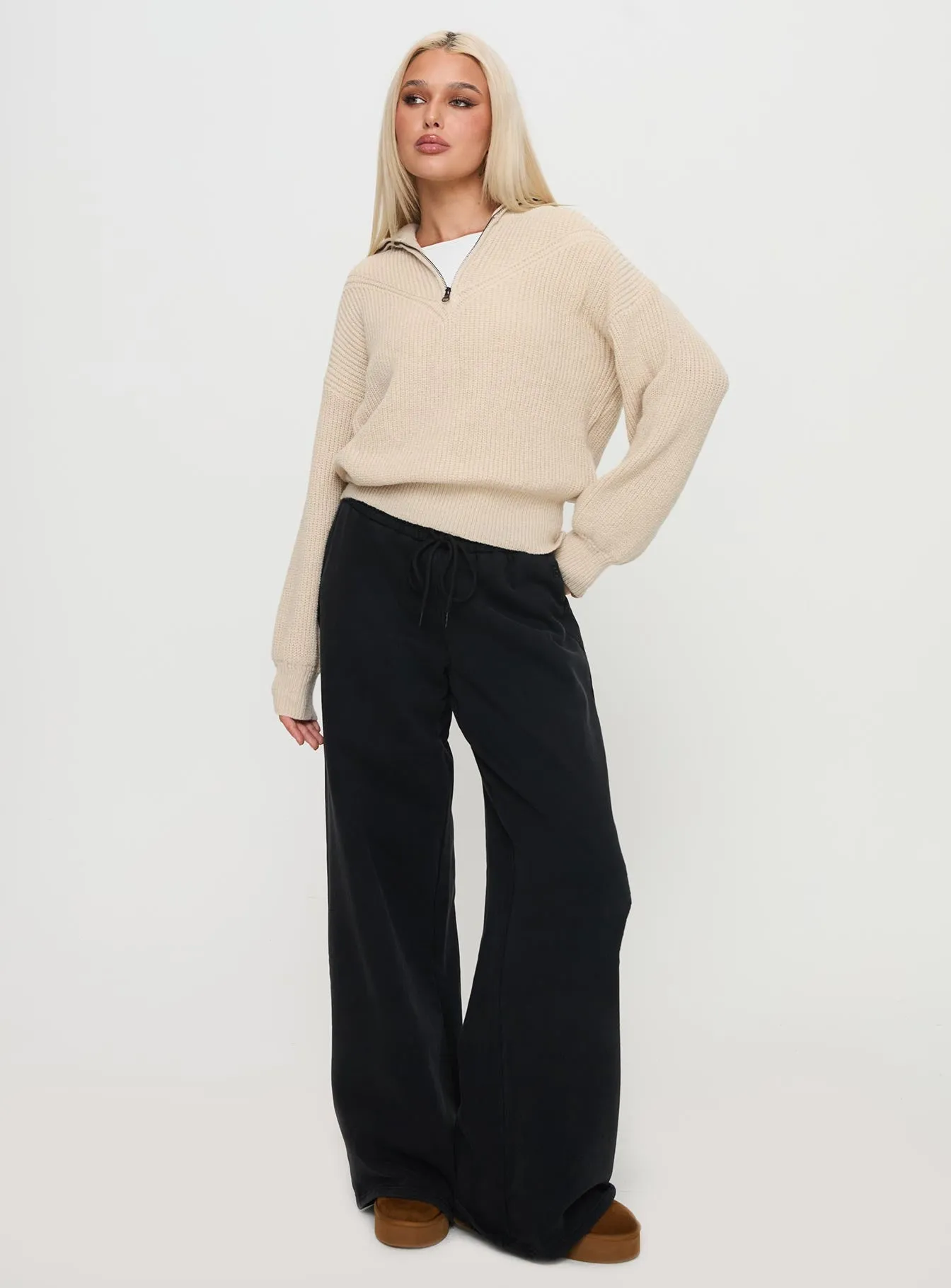 Fireheart Zip Through Knit Sweater Beige sold by Princess Polly product image thumbnail 2