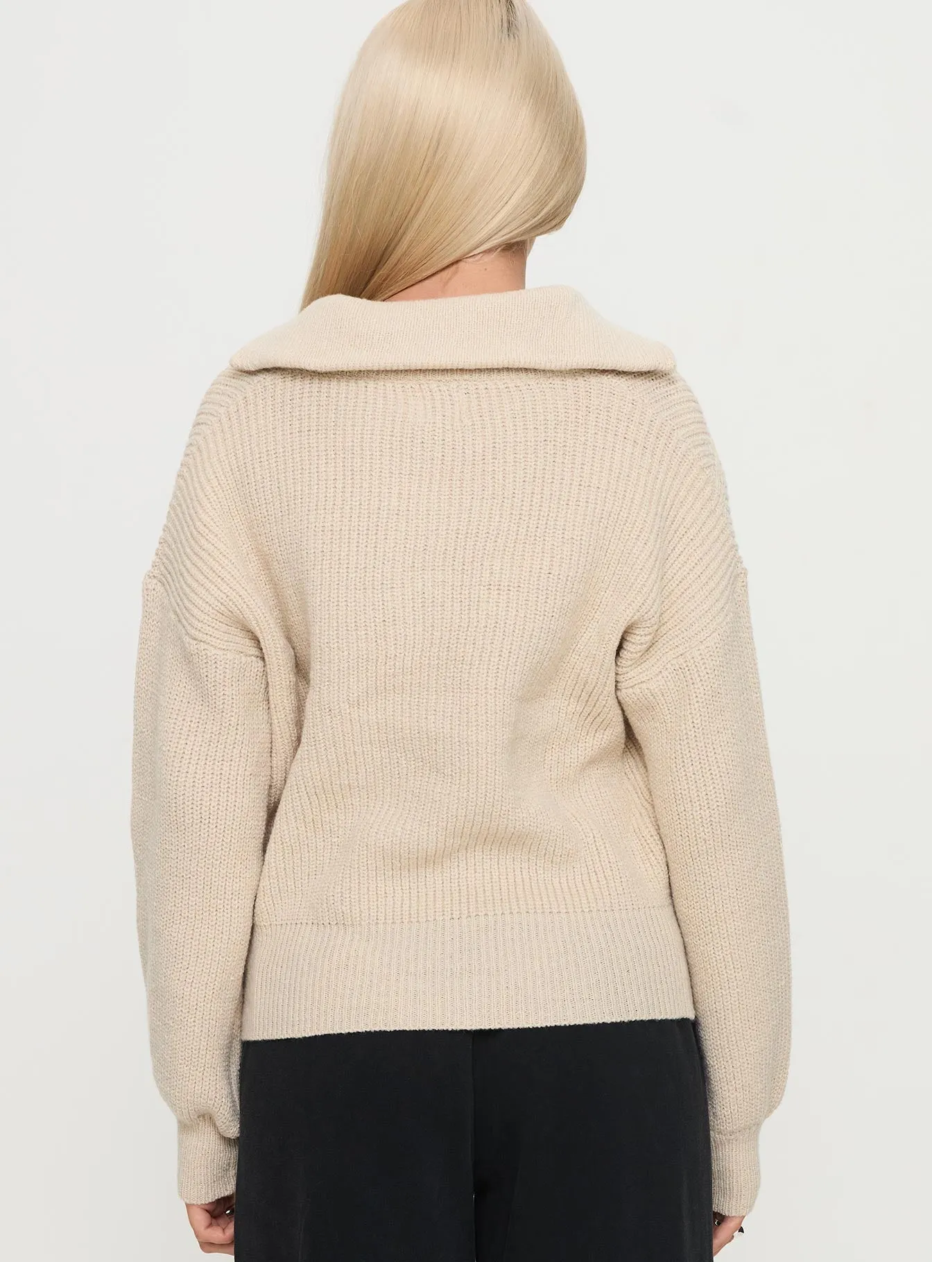 Fireheart Zip Through Knit Sweater Beige sold by Princess Polly product image thumbnail 4