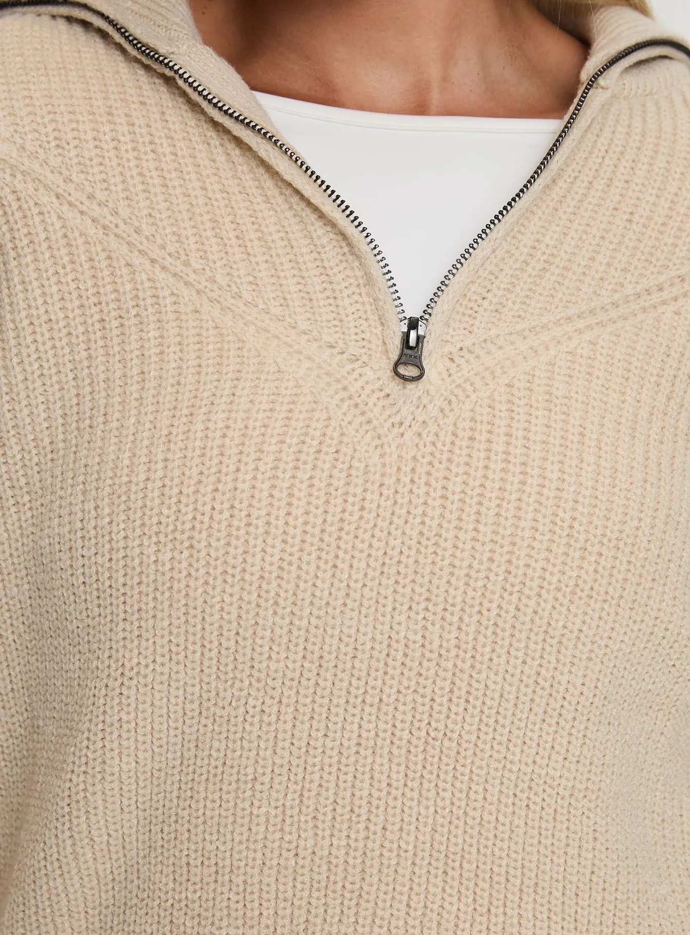 Fireheart Zip Through Knit Sweater Beige sold by Princess Polly product image thumbnail 5