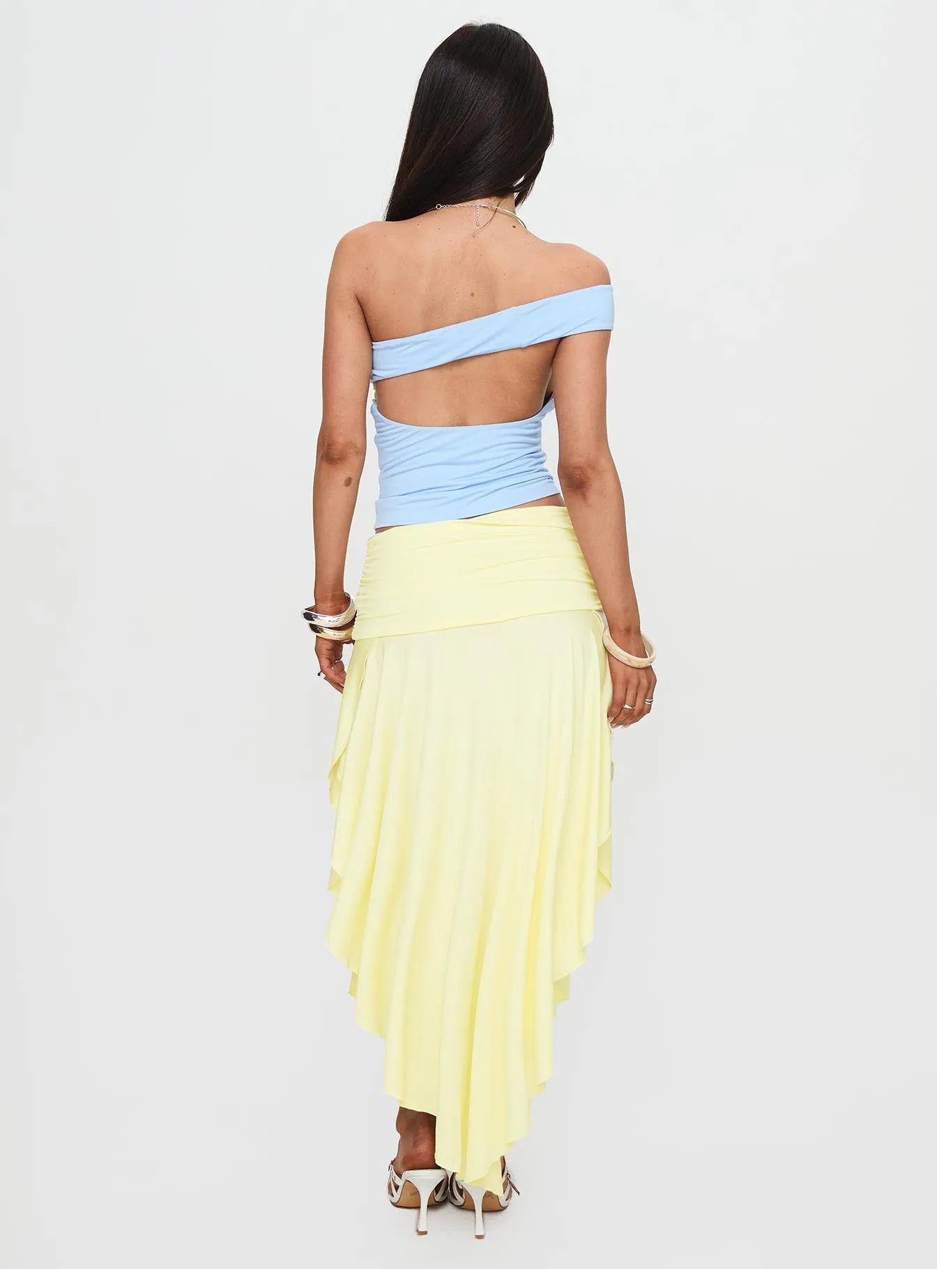 Symphonia Asymmetrical Midi Skirt Butter Yellow sold by Princess Polly product image thumbnail 5