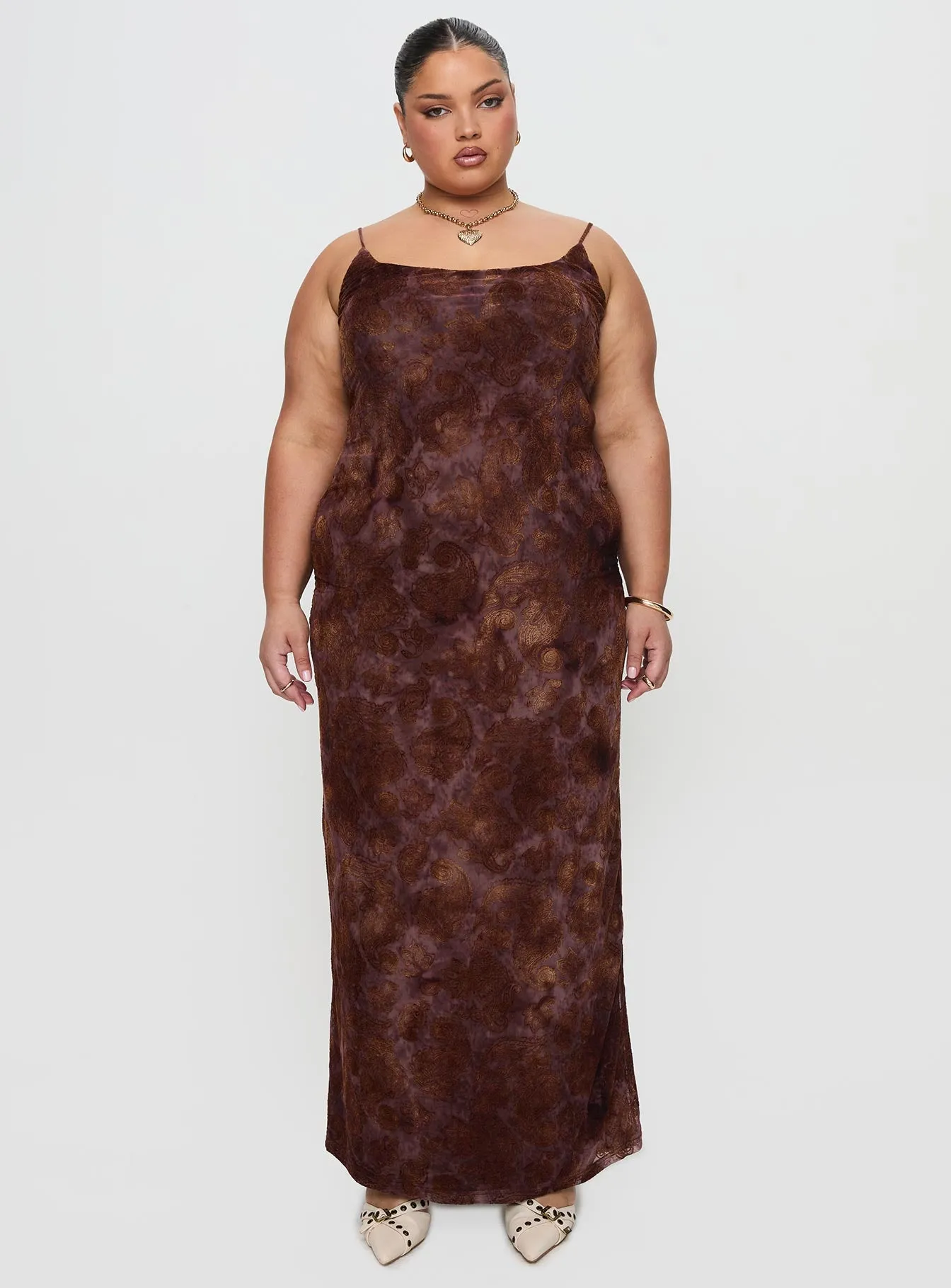 Knox Maxi Dress Chocolate Paisley Curve sold by Princess Polly product image thumbnail 3