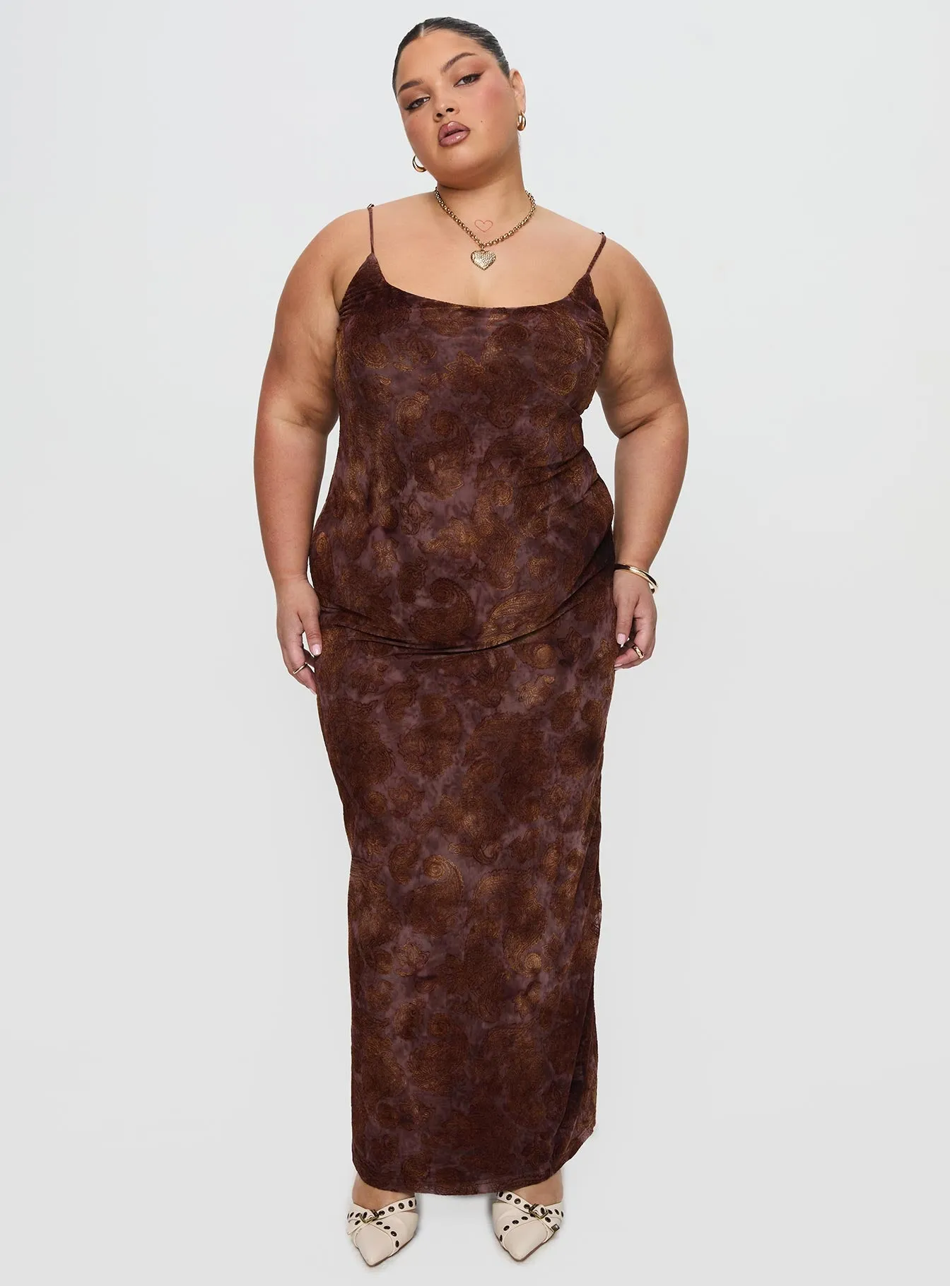 Knox Maxi Dress Chocolate Paisley Curve sold by Princess Polly product image thumbnail 2