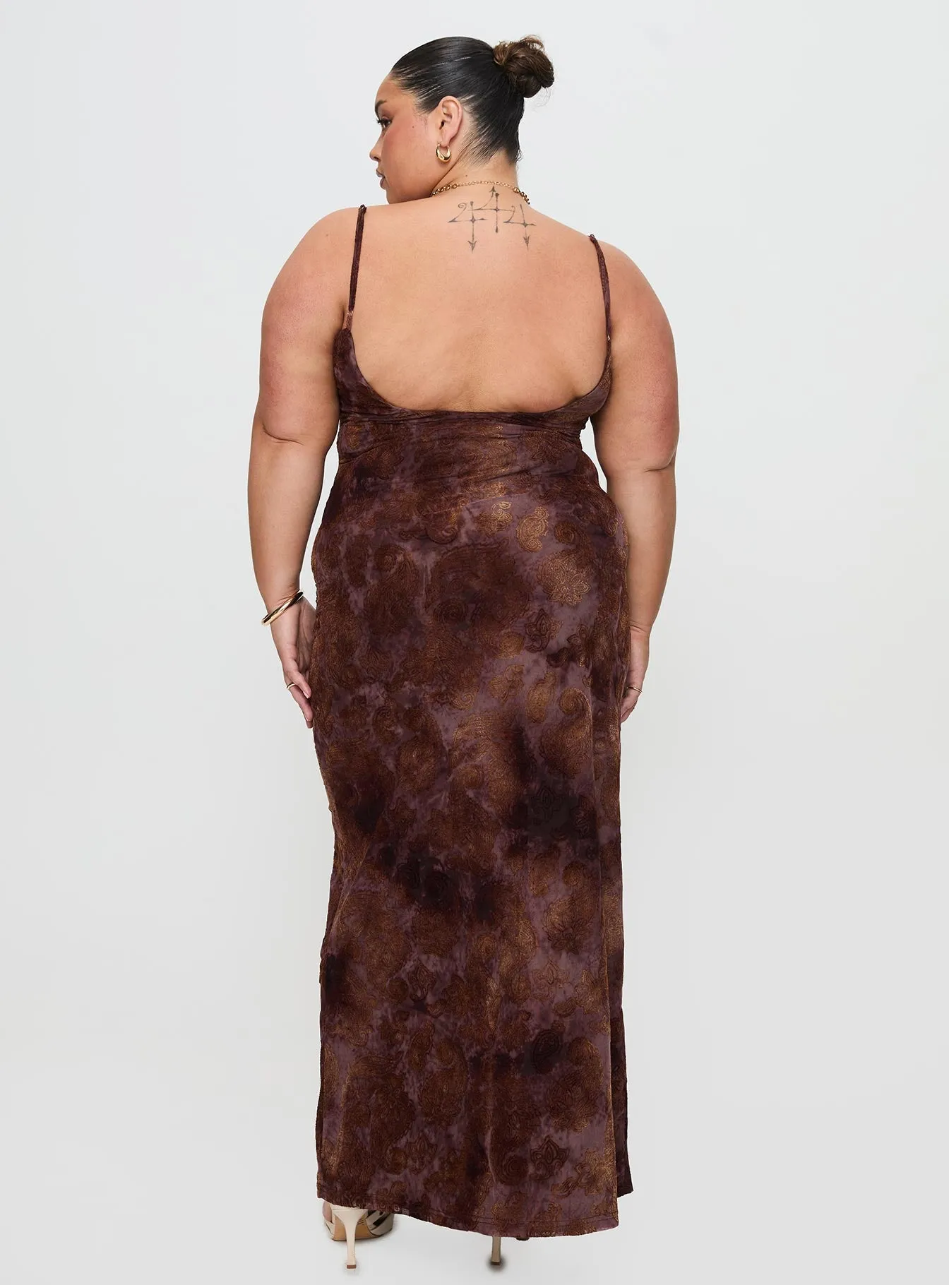 Knox Maxi Dress Chocolate Paisley Curve sold by Princess Polly product image thumbnail 5