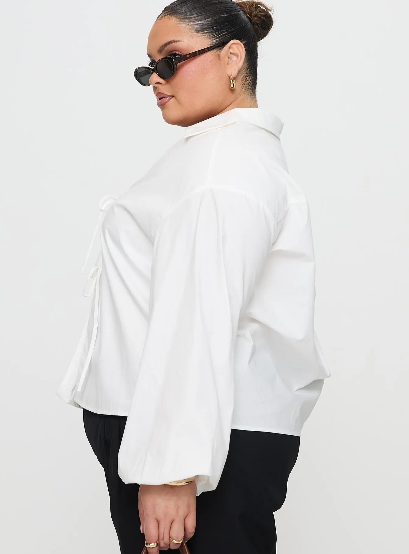 Rinon Long Sleeve Top White Curve sold by Princess Polly product image thumbnail 4