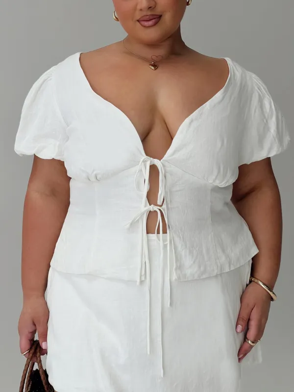 Wilhelmina Blouse Top White Curve sold by Princess Polly