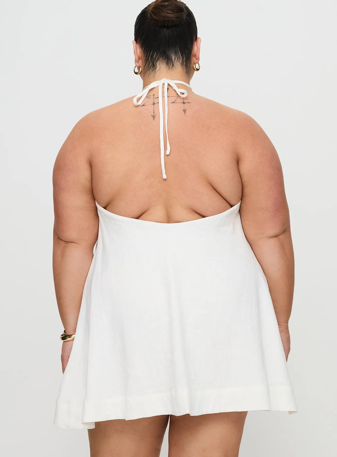 Thomasina Linen Halter Dress White Curve sold by Princess Polly product image thumbnail 5
