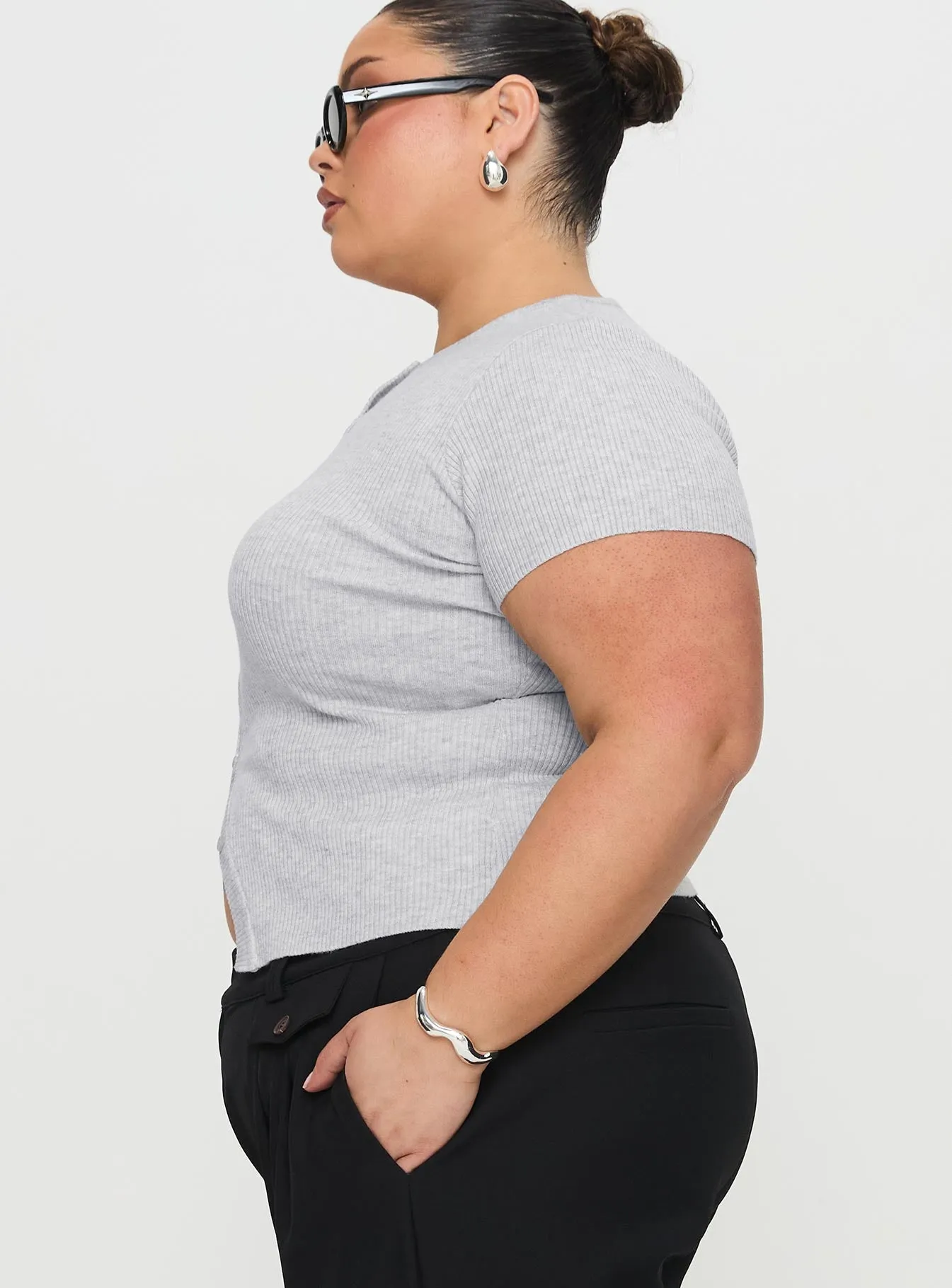 Suzu Knit Top Grey Curve sold by Princess Polly product image thumbnail 4