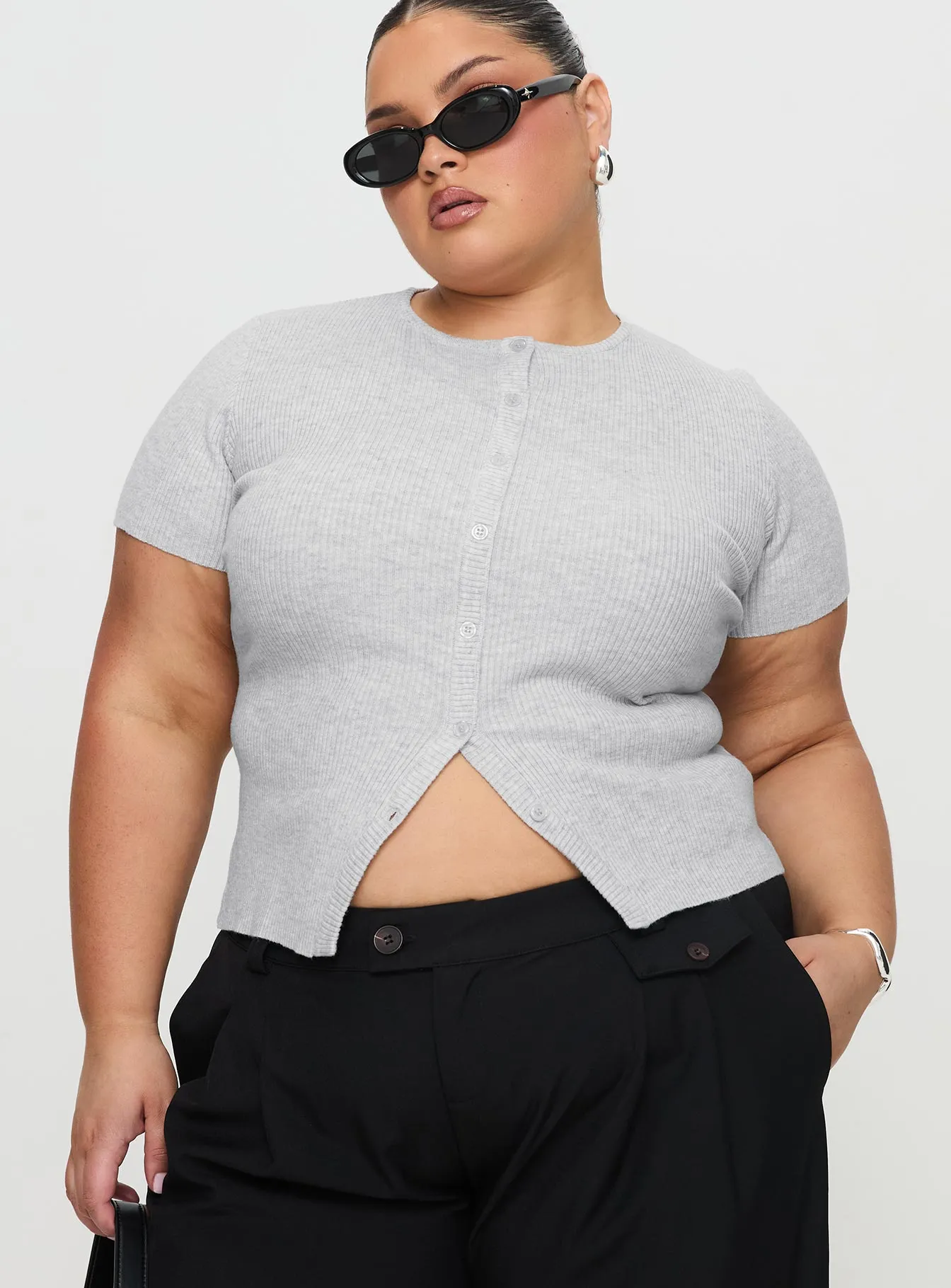 Suzu Knit Top Grey Curve sold by Princess Polly product image thumbnail 2