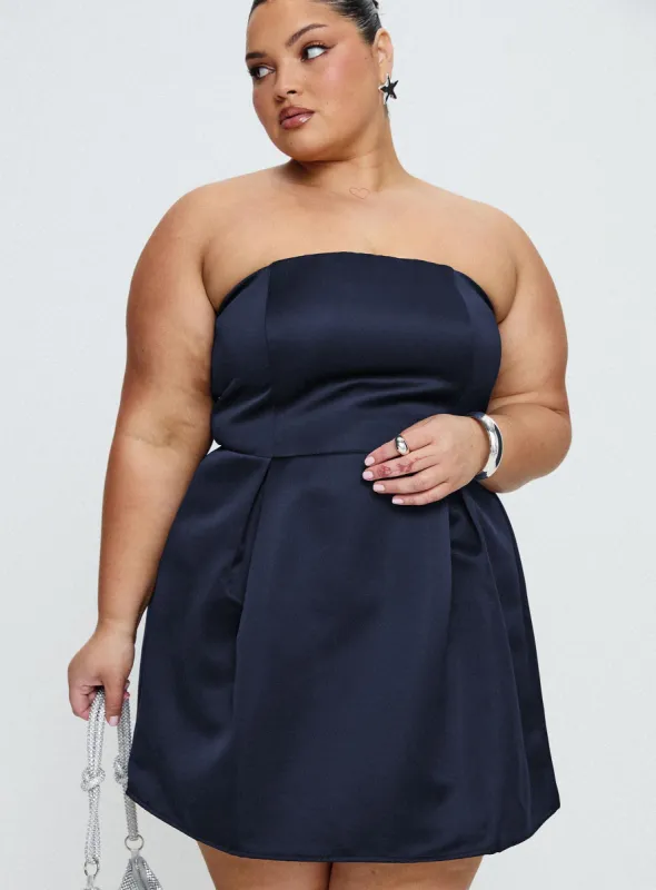 Spader Corset Mini Dress Navy Curve sold by Princess Polly