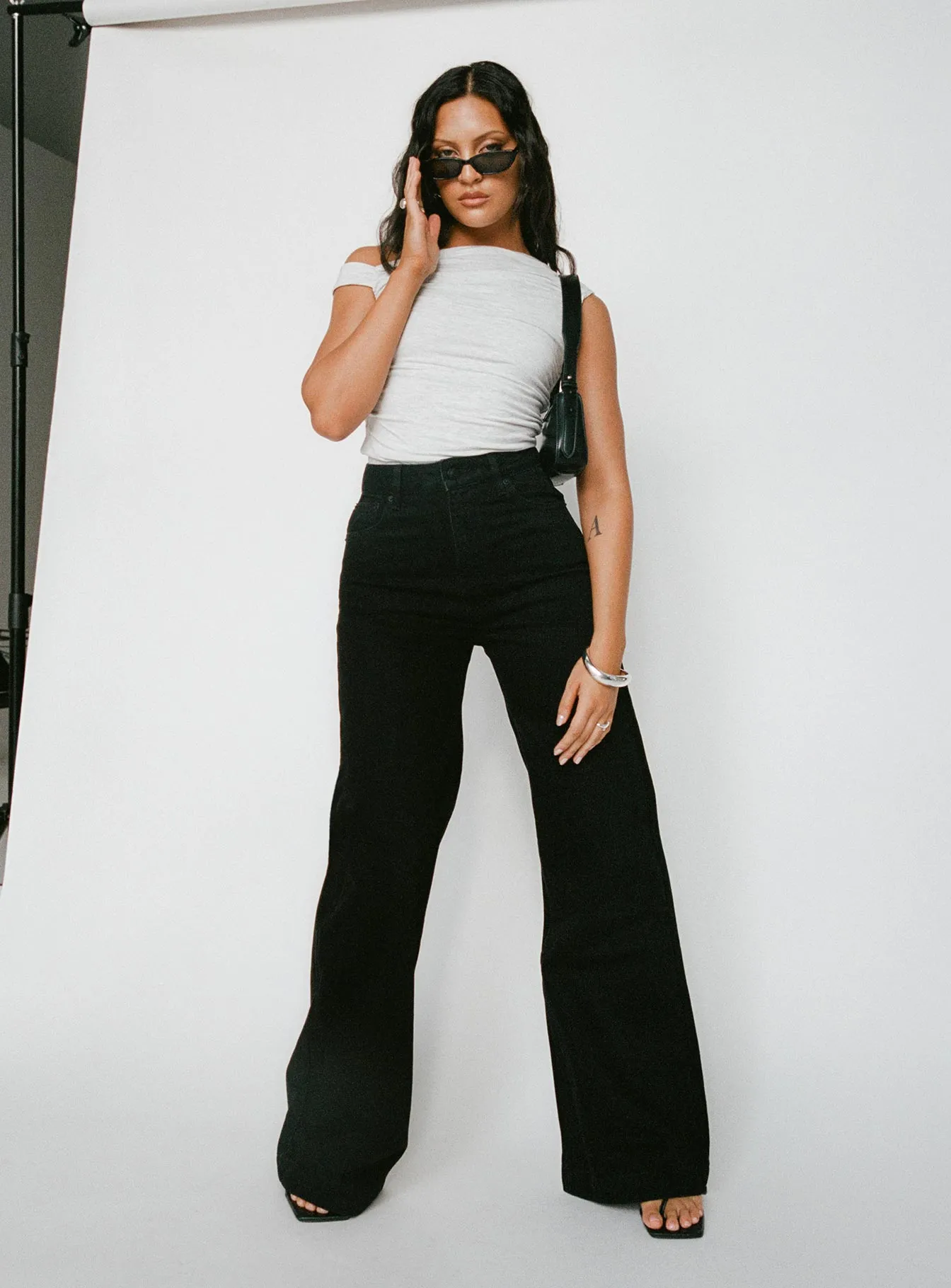 Goldie High Wide Jean True Black sold by Princess Polly product image thumbnail 2