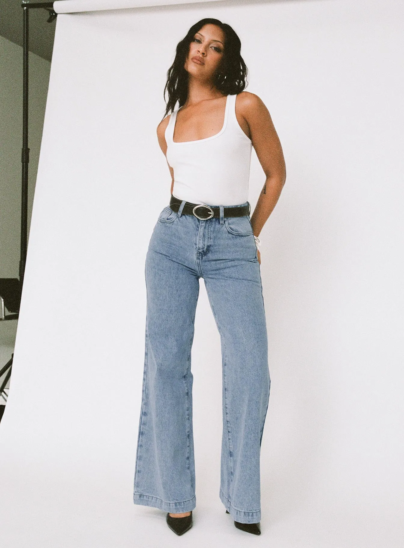 Goldie High Rise Wide Leg Jeans Light Wash sold by Princess Polly