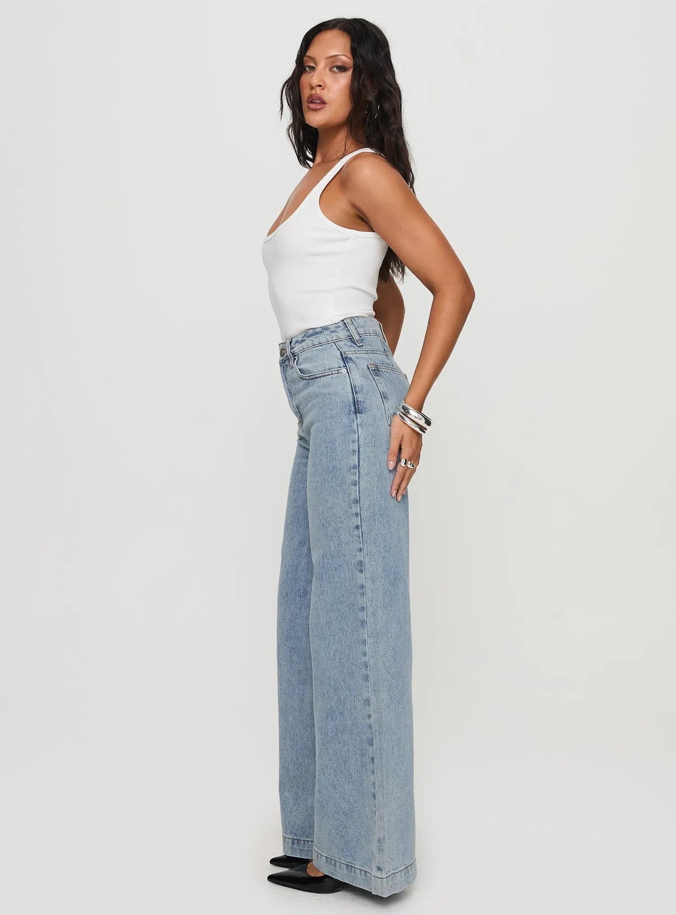 Goldie High Rise Wide Leg Jeans Light Wash sold by Princess Polly product image thumbnail 5