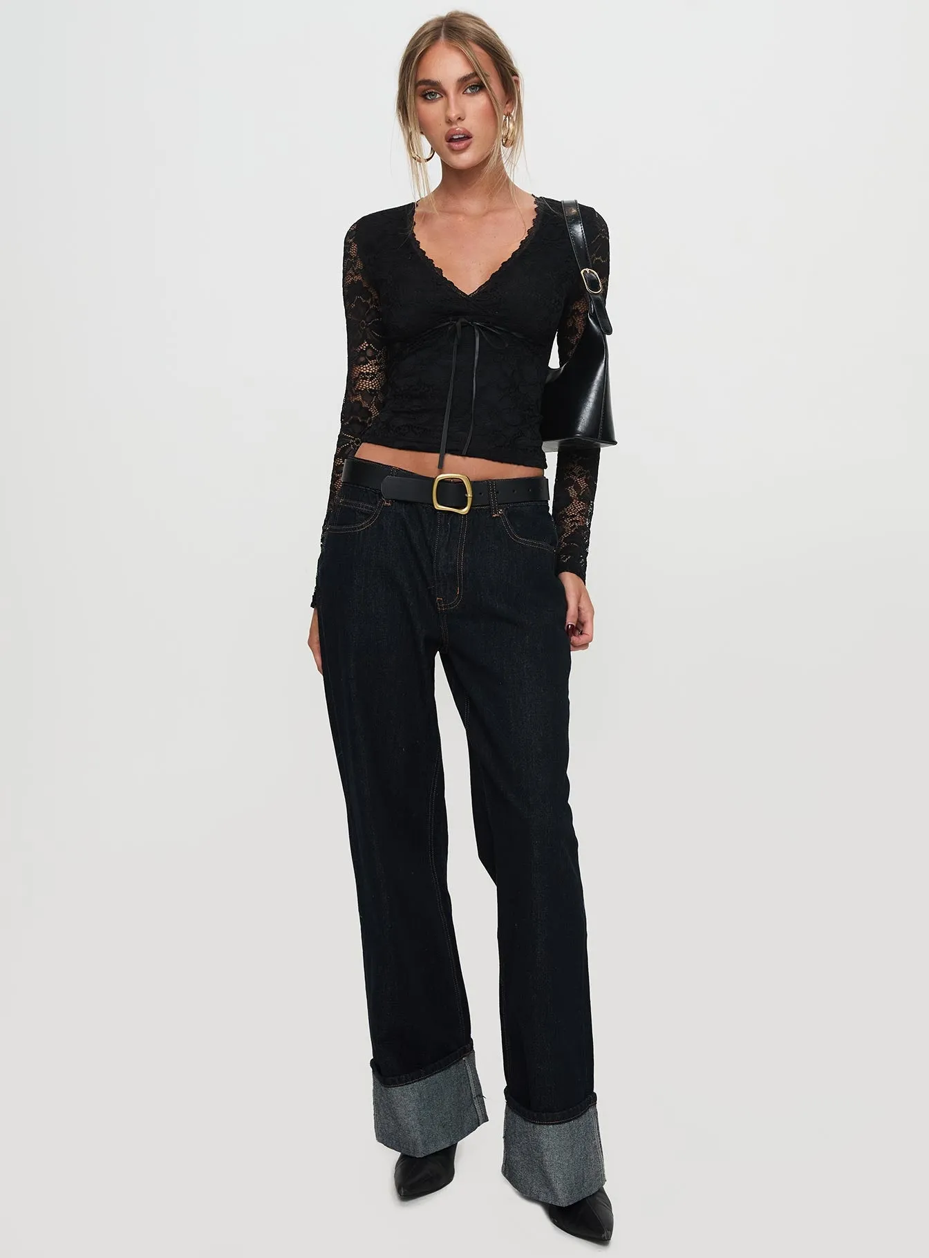 Temptation Incoming Long Sleeve Lace Top Black sold by Princess Polly product image thumbnail 2