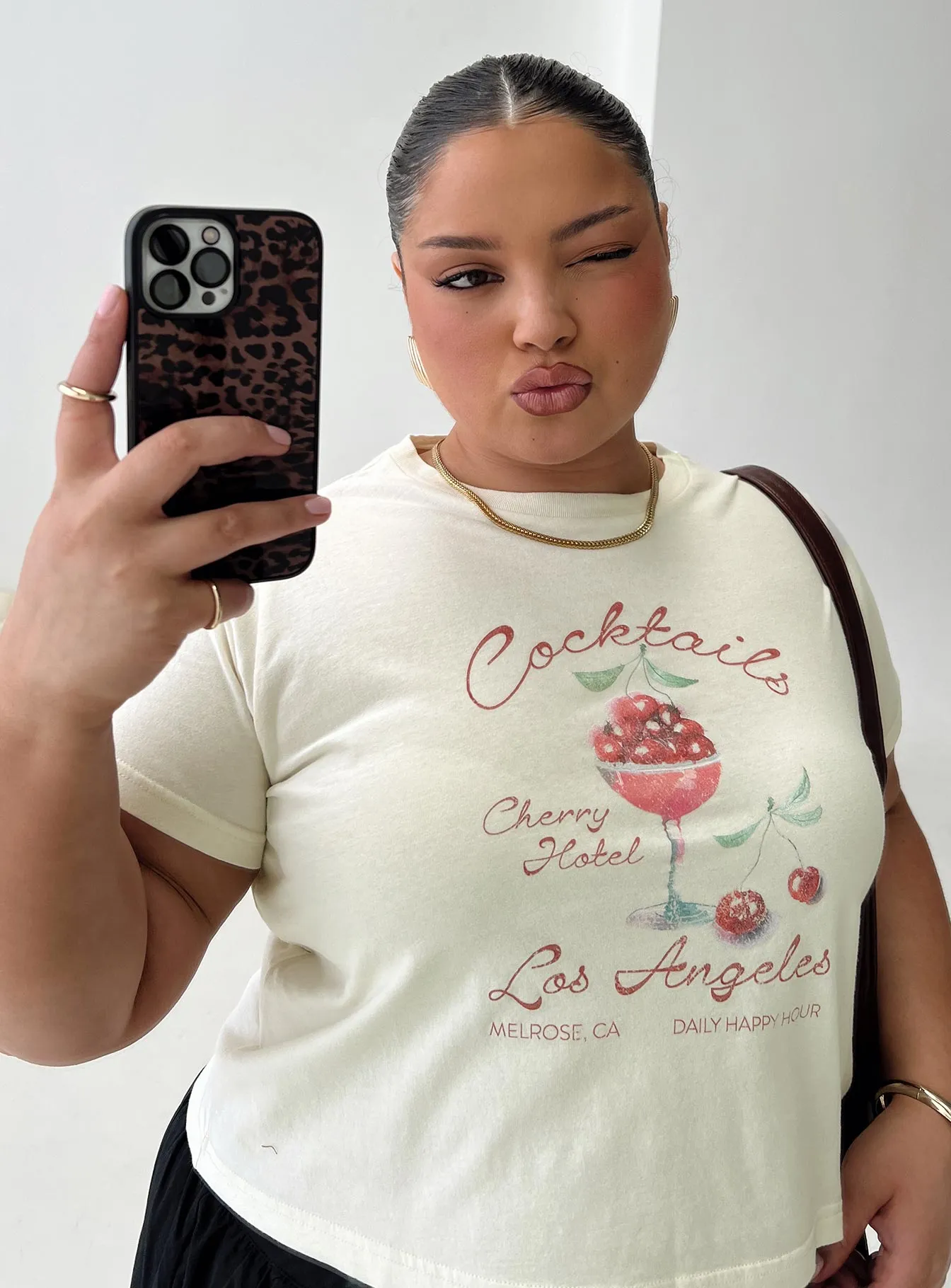 Cherry Cocktails Tee Cream Curve sold by Princess Polly