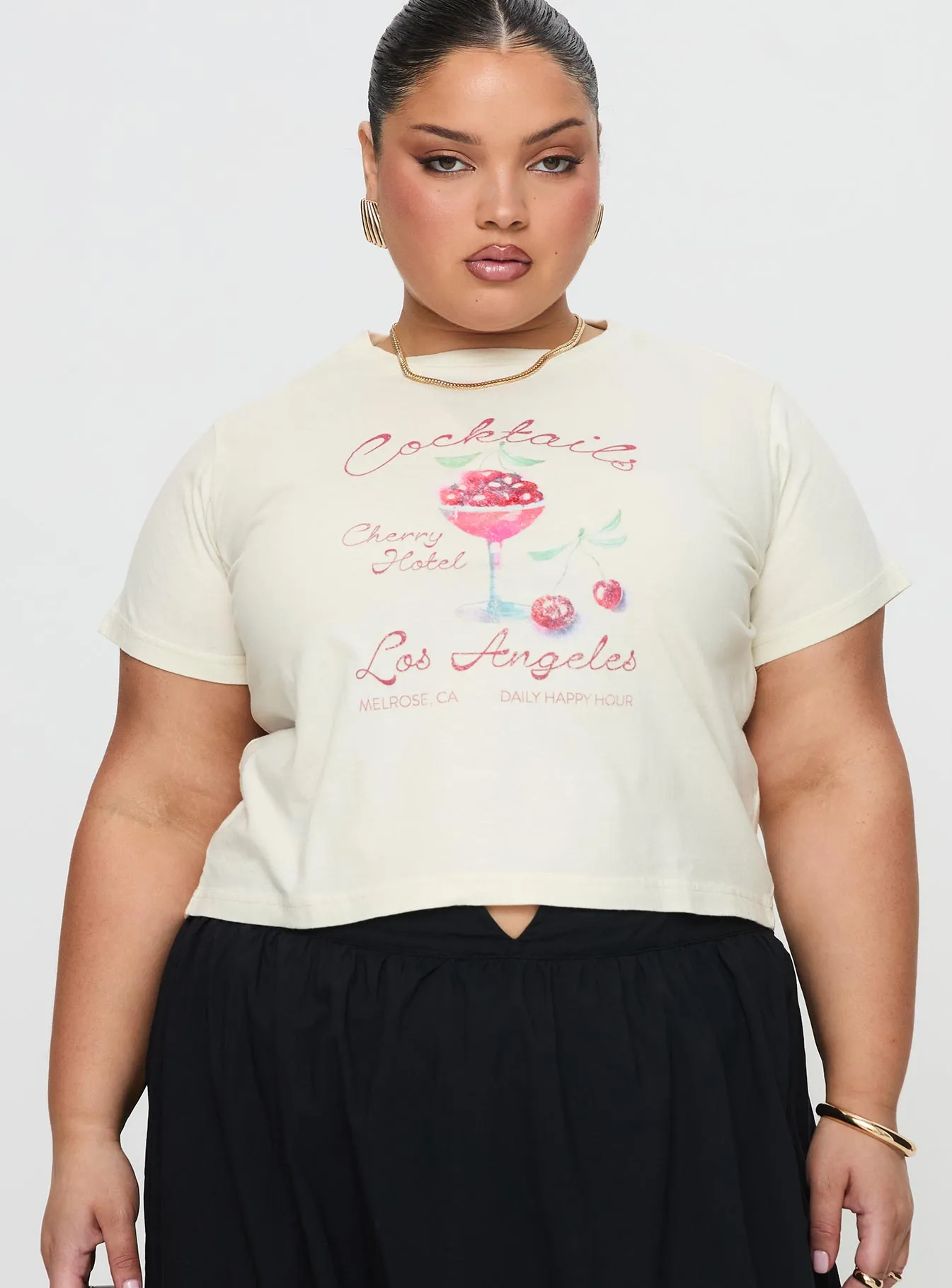 Cherry Cocktails Tee Cream Curve sold by Princess Polly product image thumbnail 2