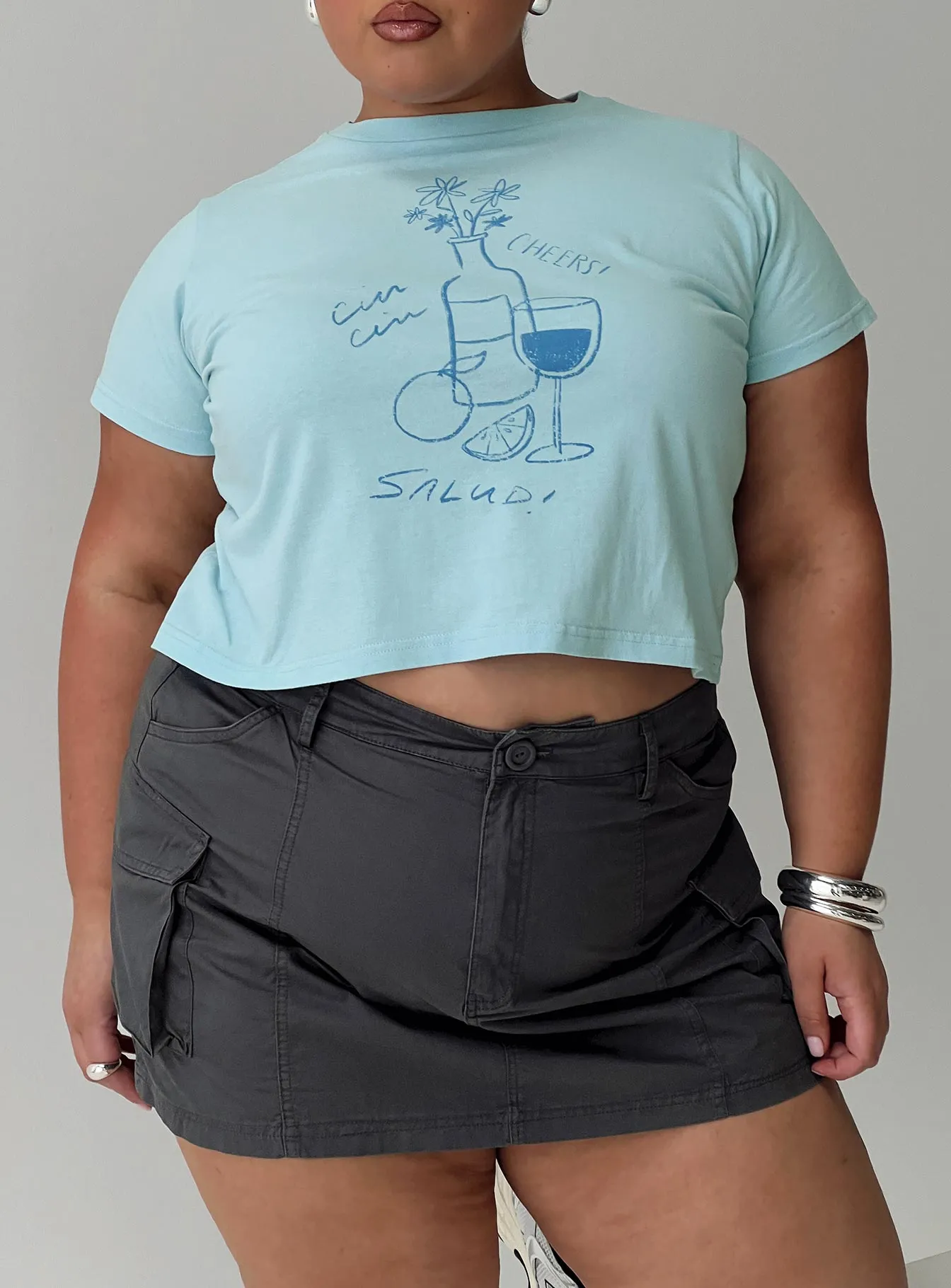 Cheers To You Tee Blue Curve sold by Princess Polly