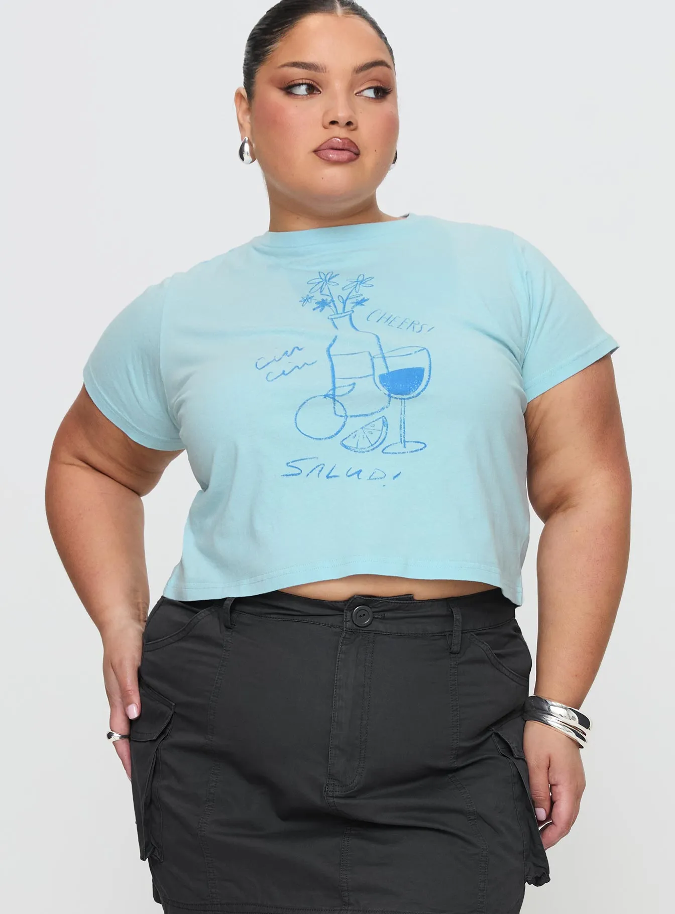 Cheers To You Tee Blue Curve sold by Princess Polly product image thumbnail 2