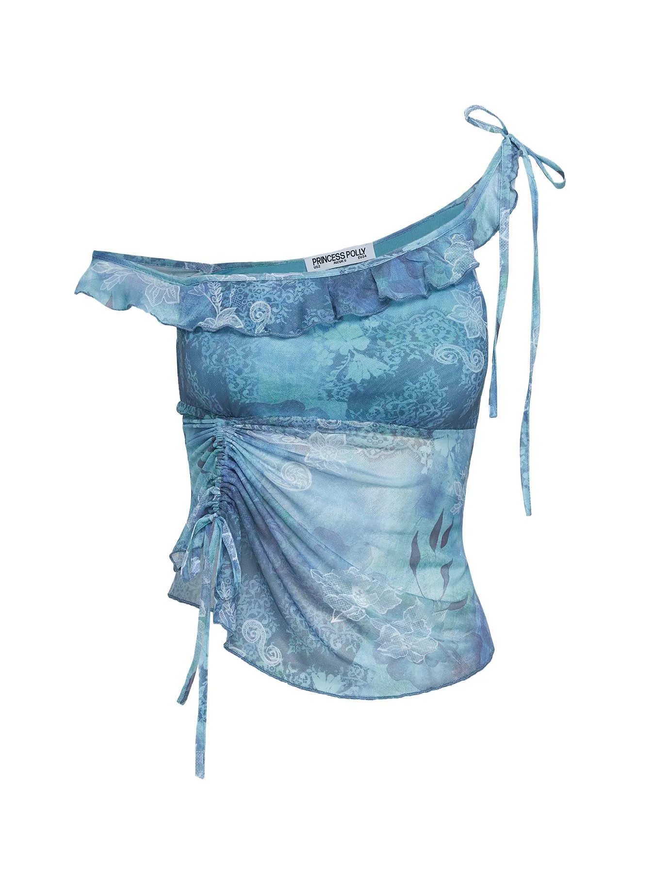 Rosee Off Shoulder Frill Top Blue Mutli sold by Princess Polly product image thumbnail 5