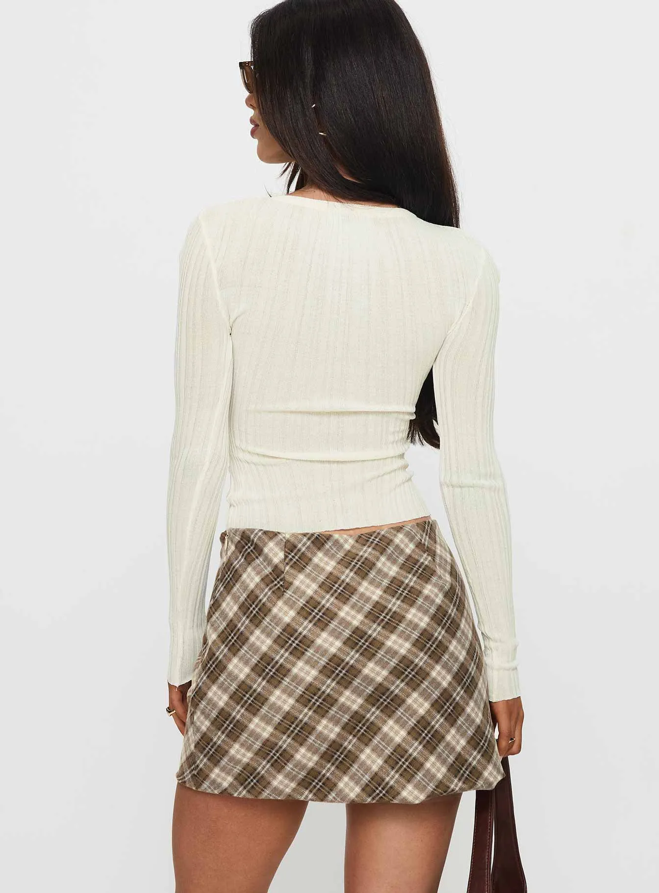 Point Of View Mini Skirt Brown Check sold by Princess Polly product image thumbnail 5