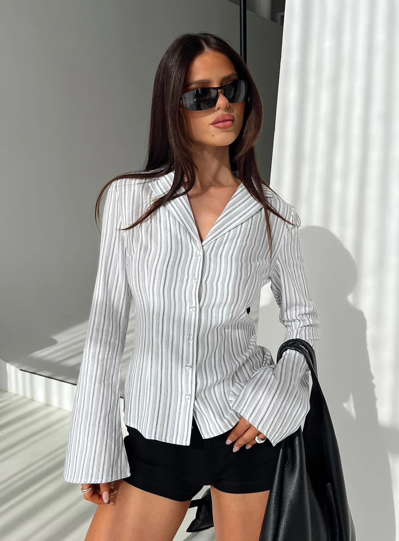 Myers Stripe Top White sold by Princess Polly