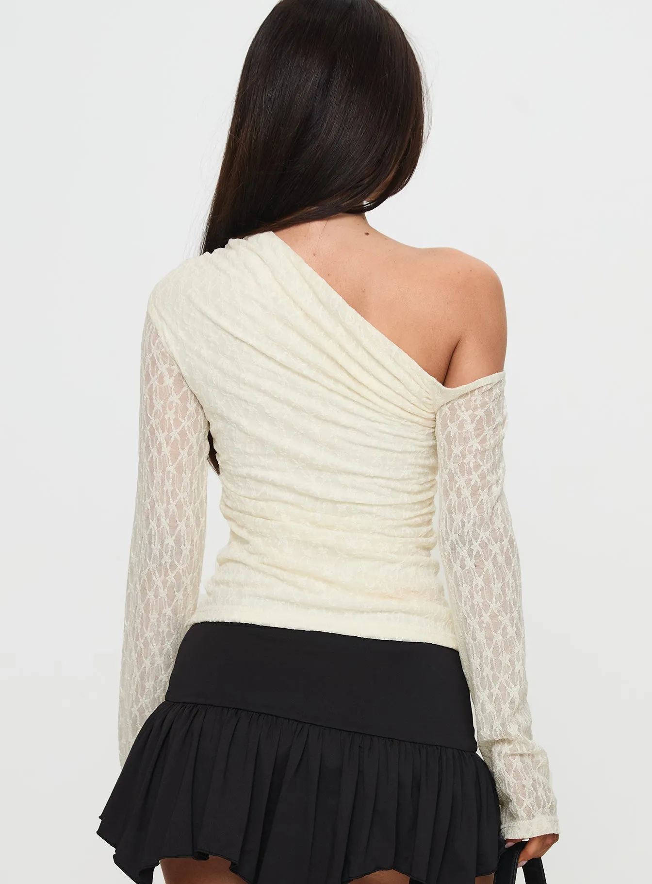 Beller Long Sleeve Lace Top Cream sold by Princess Polly product image thumbnail 5