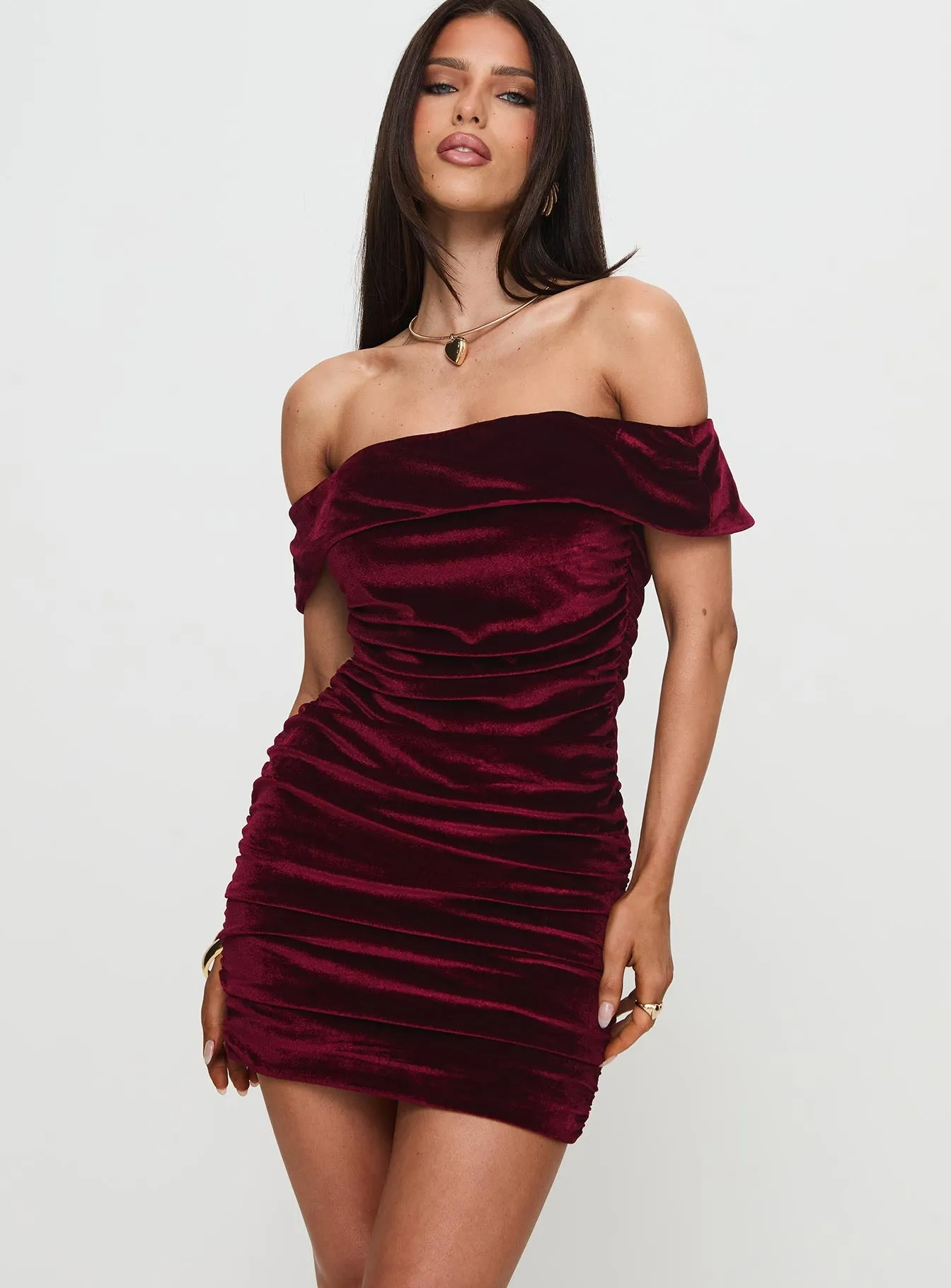 Regency Strapless Velvet Mini Dress Burgundy sold by Princess Polly product image thumbnail 2