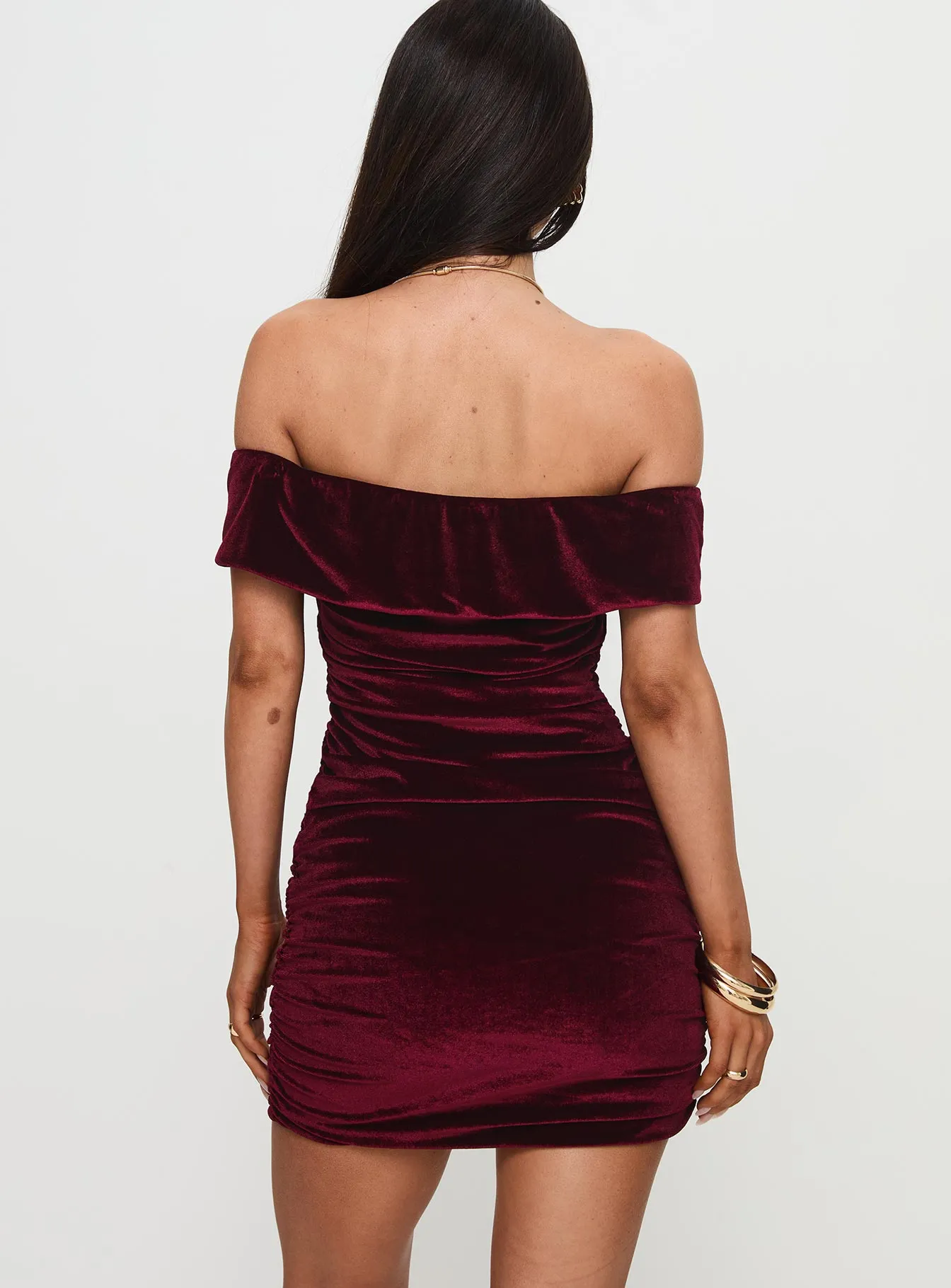 Regency Strapless Velvet Mini Dress Burgundy sold by Princess Polly product image thumbnail 5