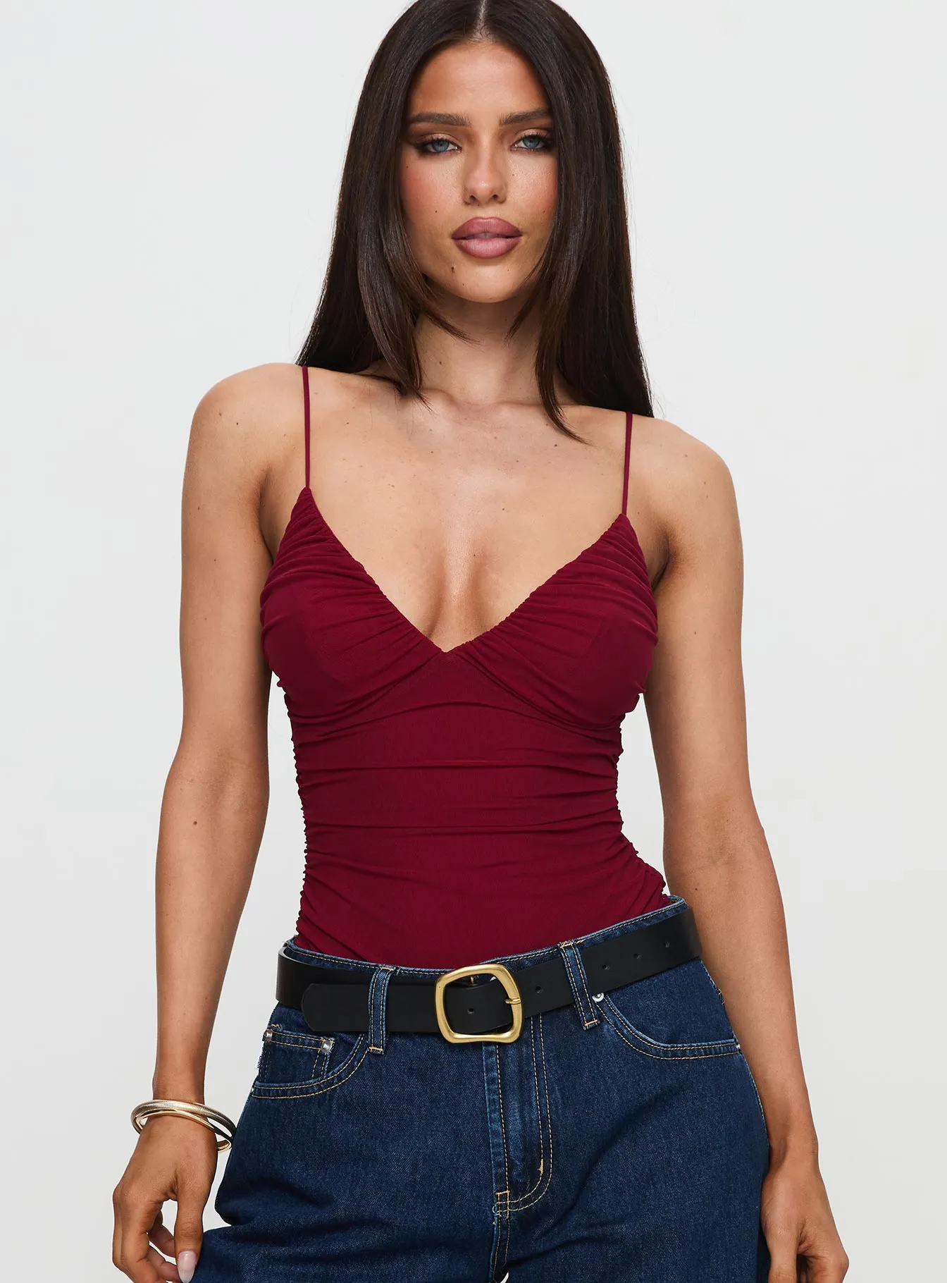 Merril Bodysuit Maroon sold by Princess Polly