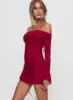 Taylon Off The Shoulder Mini Dress Red sold by Princess Polly