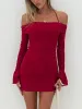 Taylon Off The Shoulder Mini Dress Red sold by Princess Polly