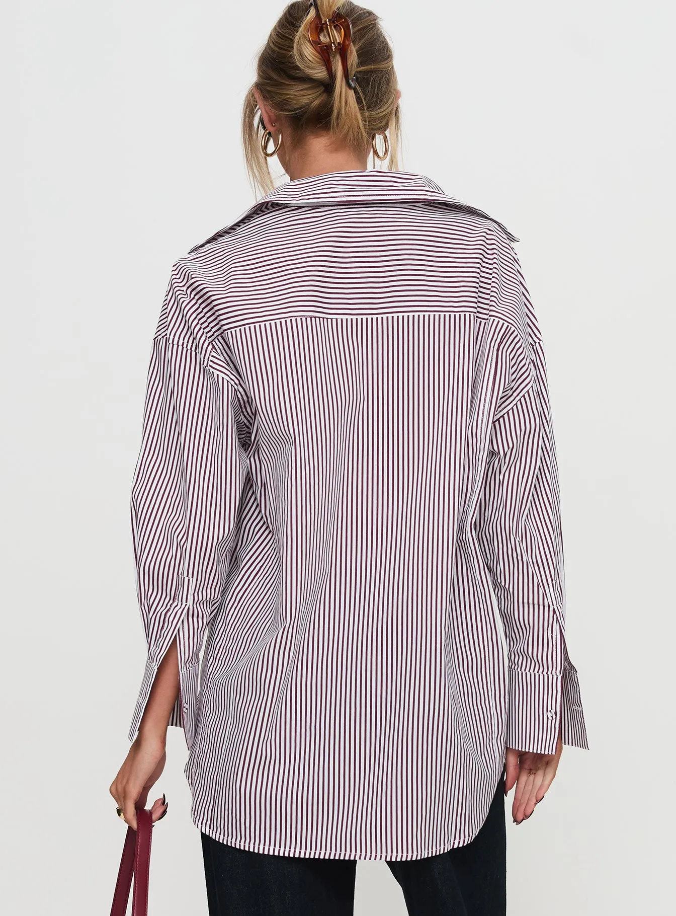 Takes You Far Shirt Burgundy Stripe sold by Princess Polly product image thumbnail 5