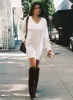 Fine Line Long Sleeve Knit Mini Dress White sold by Princess Polly