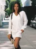 Fine Line Long Sleeve Knit Mini Dress White sold by Princess Polly