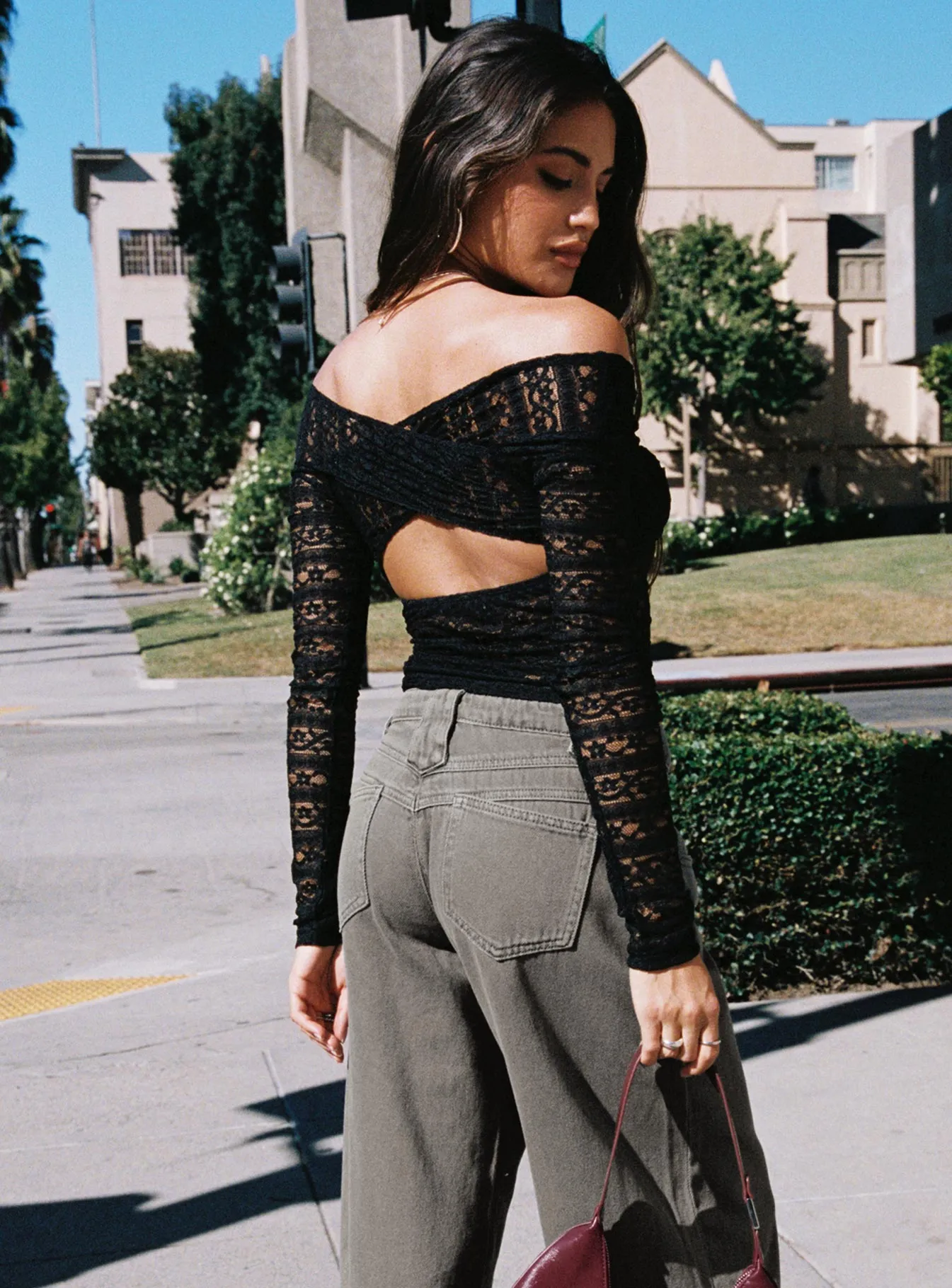 Petaluma Off Shoulder Long Sleeve Top Black sold by Princess Polly product image thumbnail 4