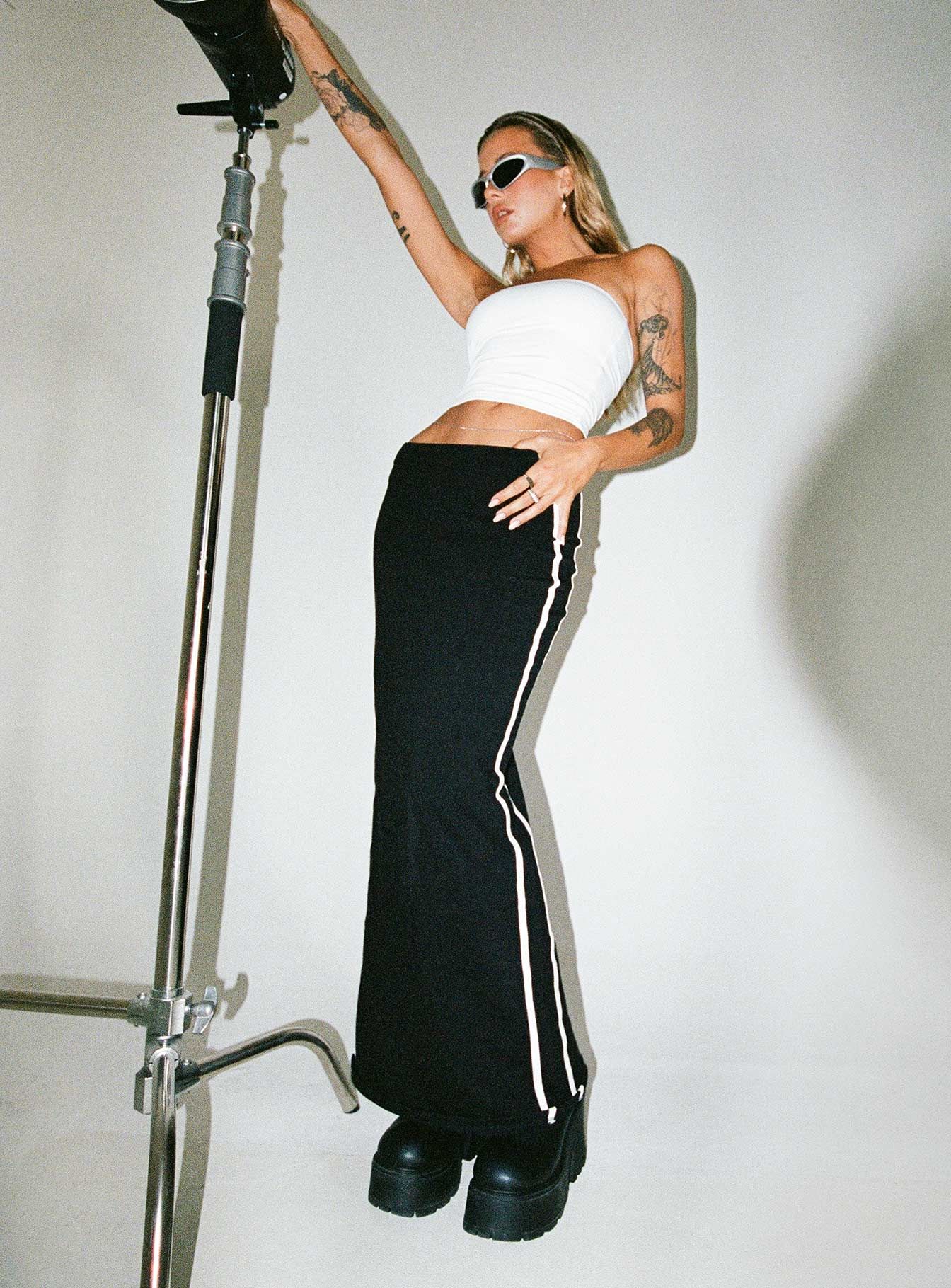 JGR & STN Bianca Maxi Skirt Black sold by Princess Polly