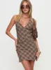 Terrace Mini Skirt Brown Check sold by Princess Polly