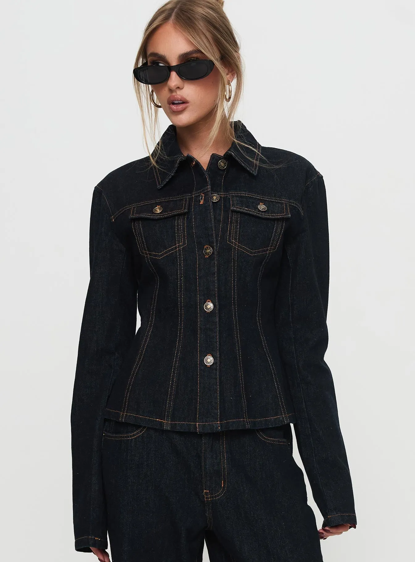 Rider Denim Jacket Dark Denim sold by Princess Polly product image thumbnail 2