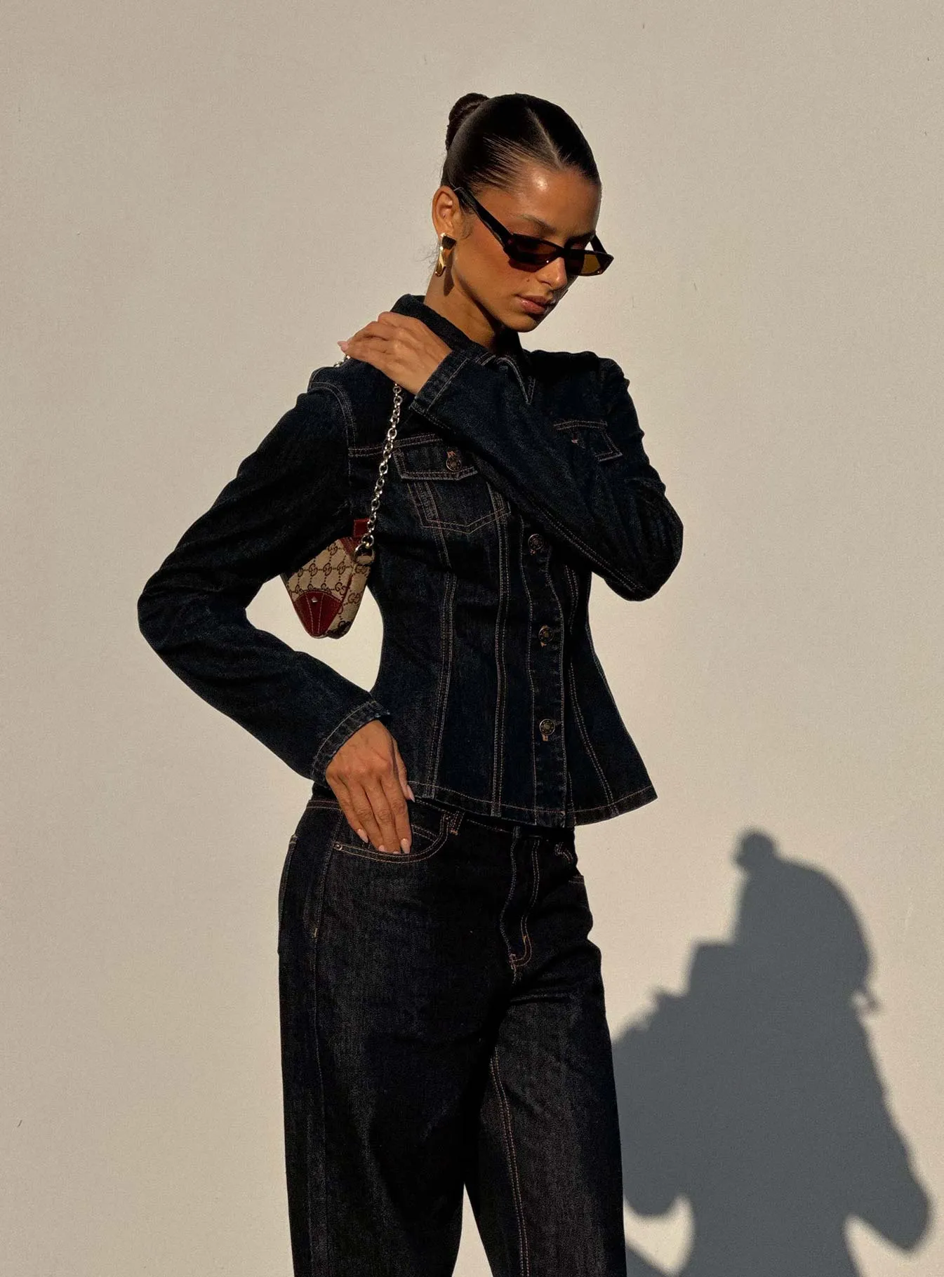 Rider Denim Jacket Dark Denim sold by Princess Polly