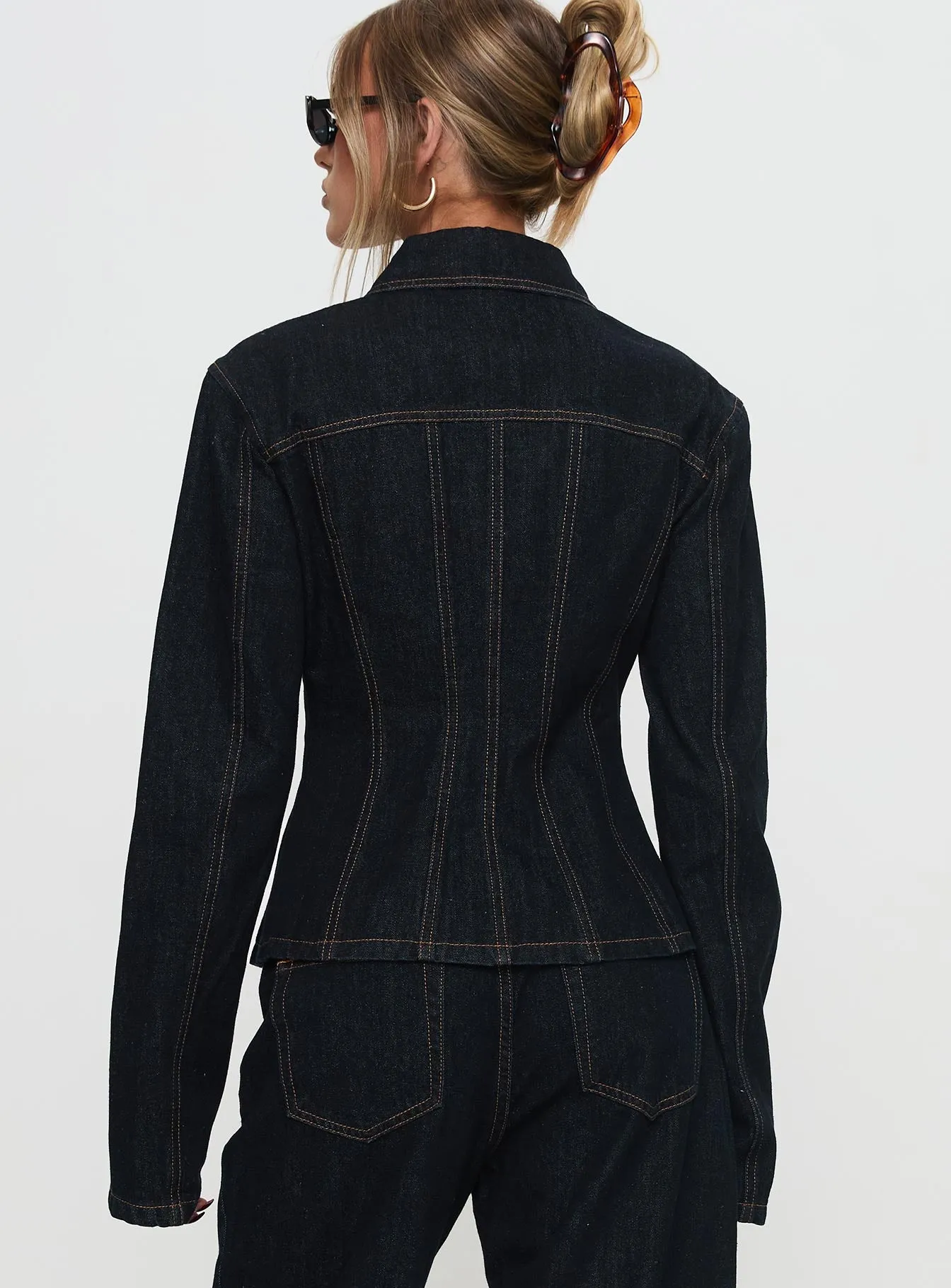 Rider Denim Jacket Dark Denim sold by Princess Polly product image thumbnail 5