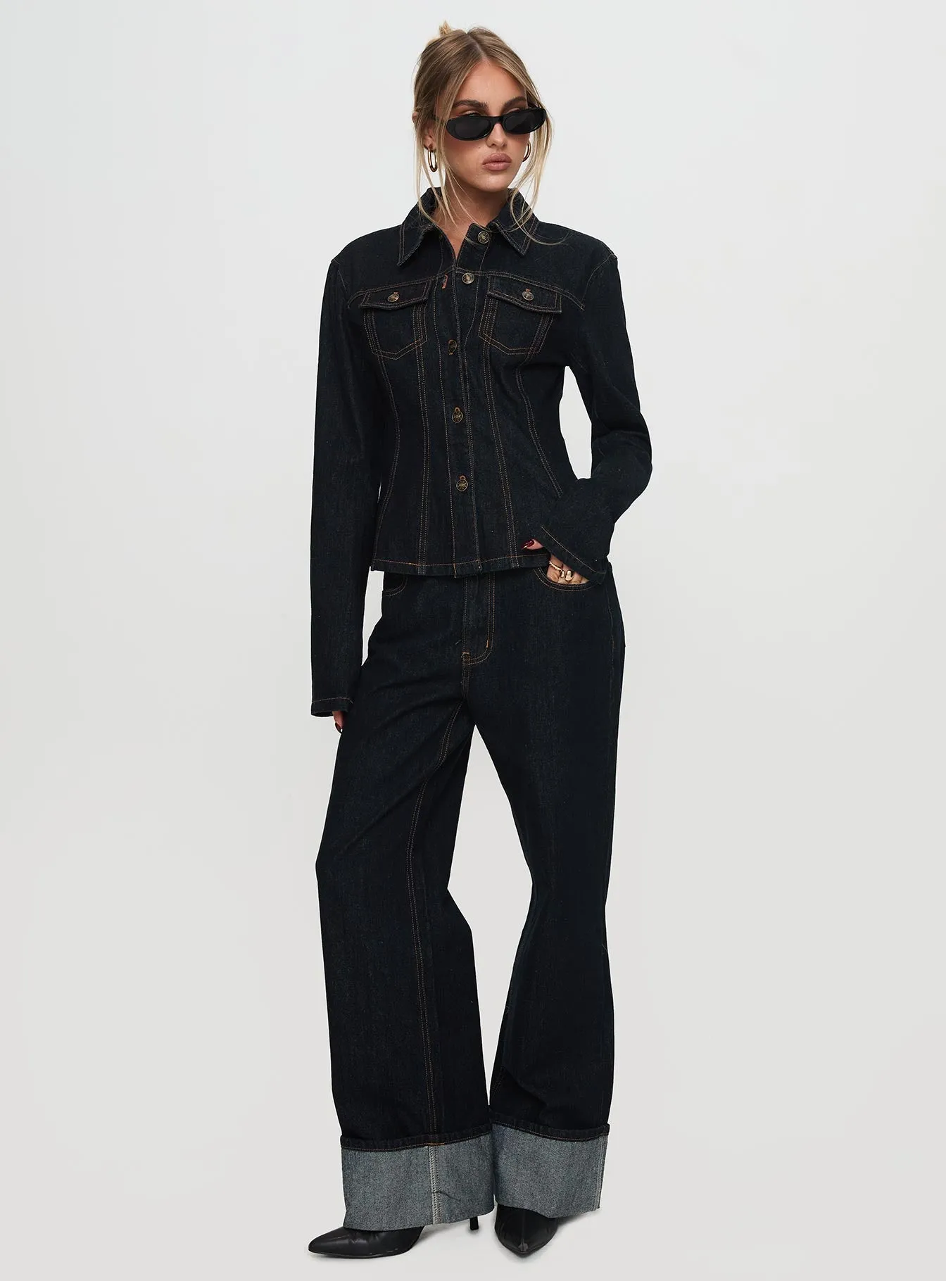 Rider Denim Jacket Dark Denim sold by Princess Polly product image thumbnail 3