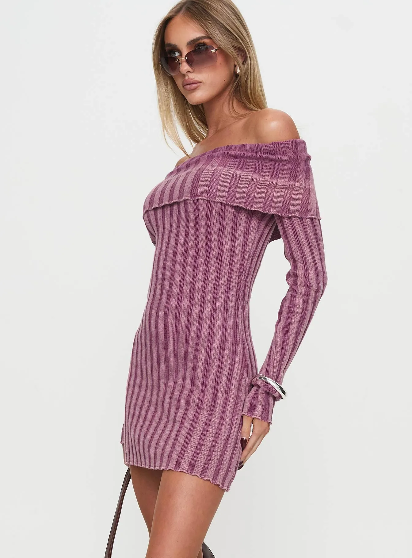 Kalesie Long Sleeve Rib Mini Dress Pink sold by Princess Polly product image thumbnail 3