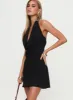 Ocean Boulevard Plunge Mini Dress Black sold by Princess Polly