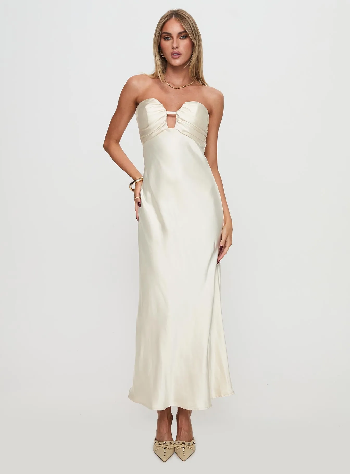 Cyprian Strapless Maxi Dress Champagne sold by Princess Polly product image thumbnail 3